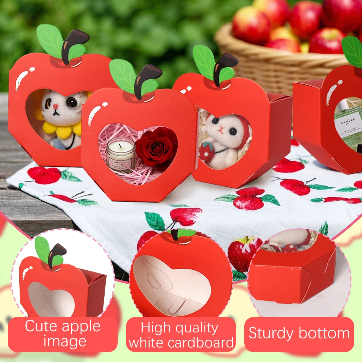 Event Party Box - 10/20 Stück Apfel-Fenster-Süßigkeitenboxen Herzförmige Geschenkbox Mini