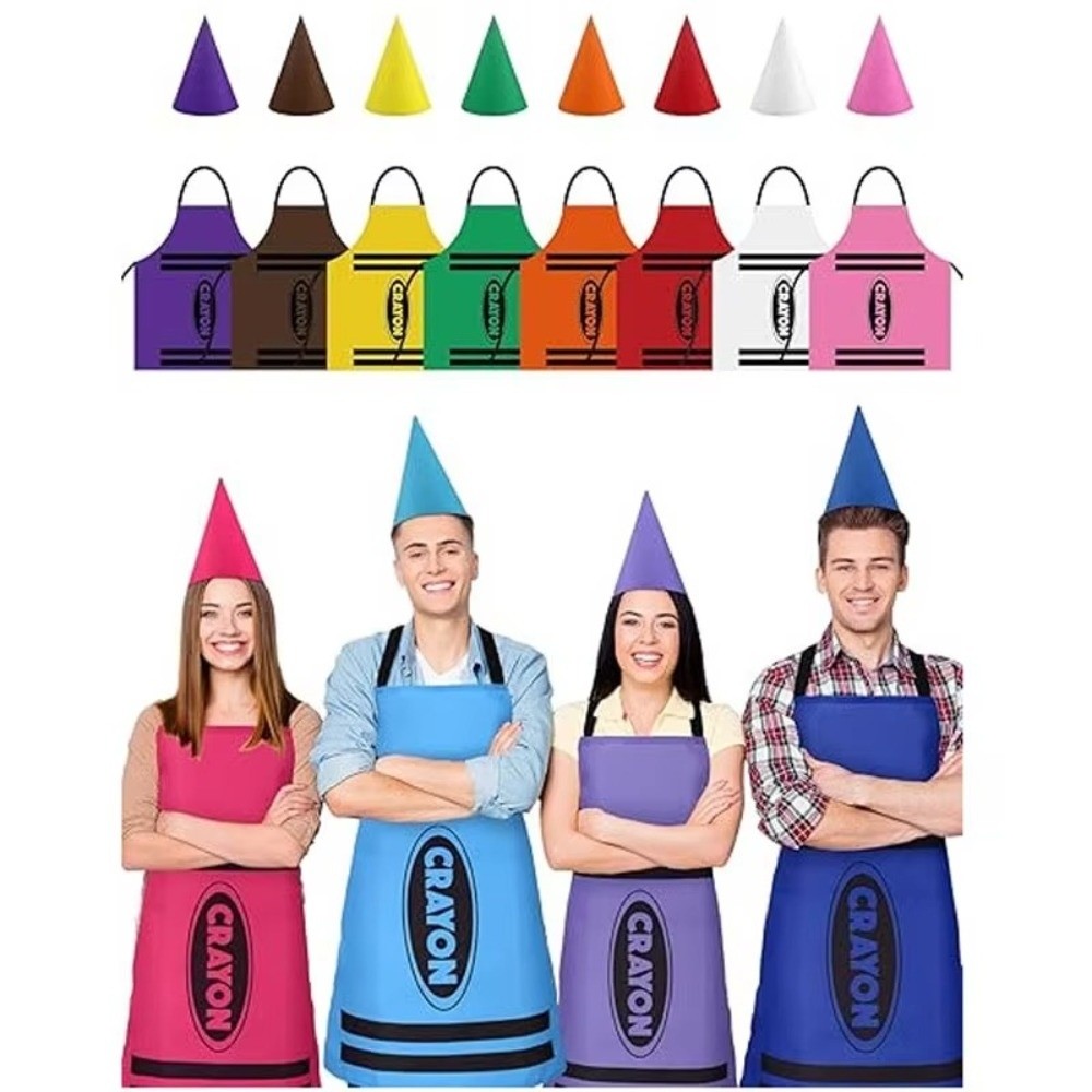 Party Hat Cone - Neues Buntes Wachsmalstift-Themen-Gnom-Set Lustiges Kostüm Wachsmalstift-Schürze