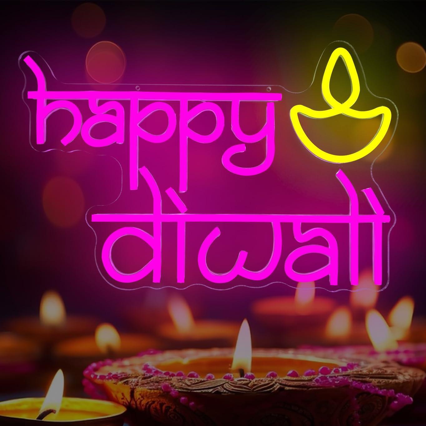 Neon Sign Party - Fröhliches Diwali Neonschild USB-Betrieben LED Dimmbare
