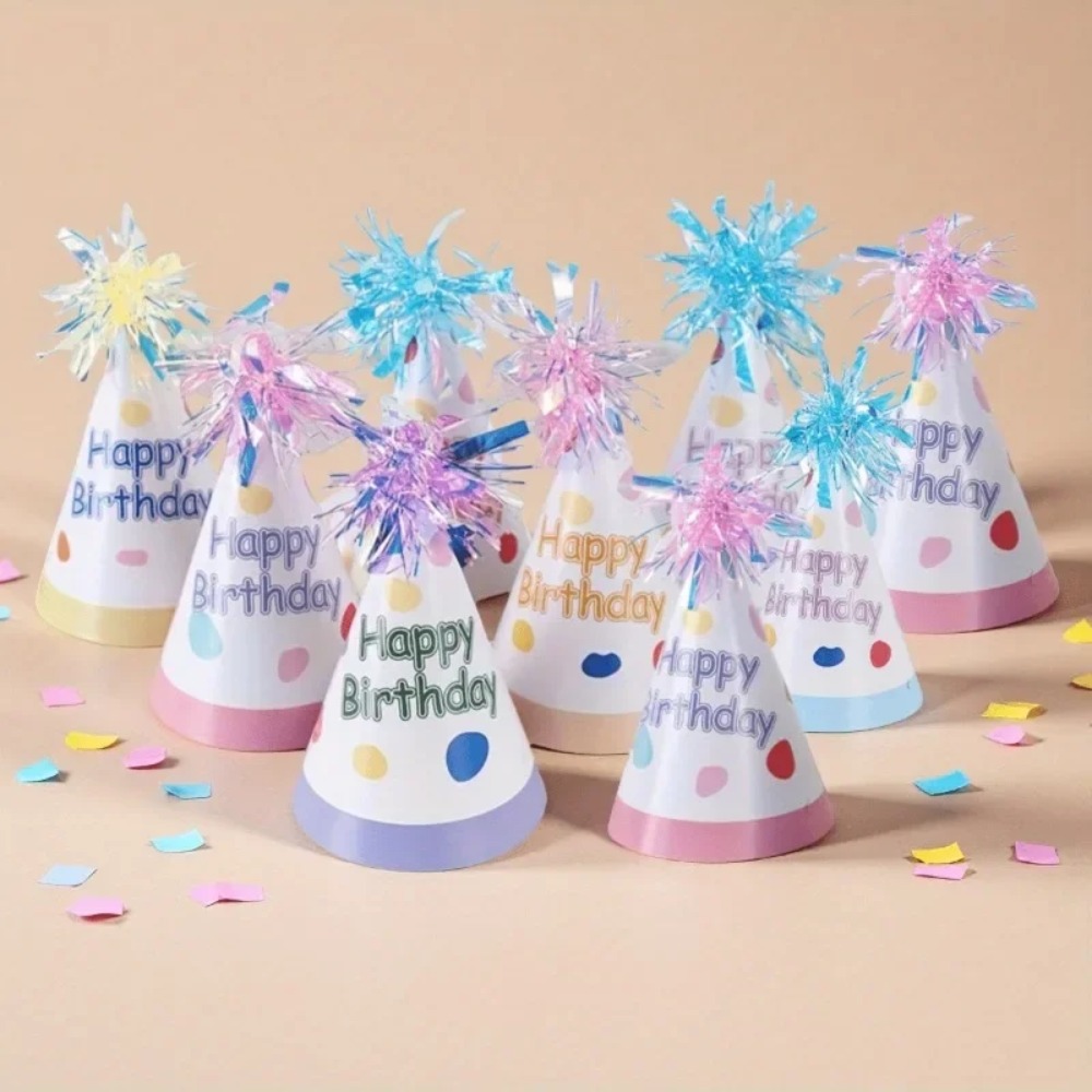 Party Hat Cone - 12er/6er-Set Macaron-farbene Papierhüte mit Fransenquasten, Einweg-Partyhüte