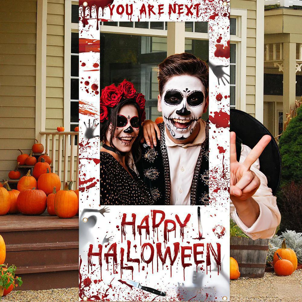Photo Booth Frame - Runto Happy Halloween Fotohintergrund, Horror blutiger