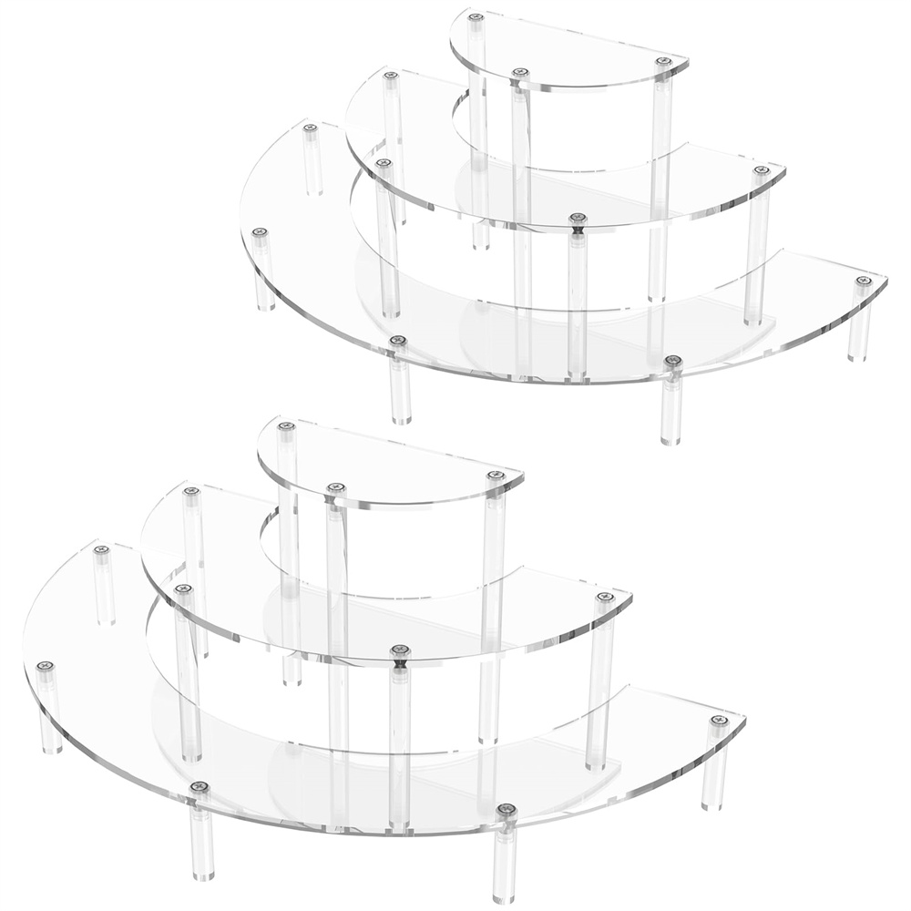Cupcake Stand Tier - 1/2er-Pack Acryl-Präsentationsständer 3-stufiger Halbmond-Cupcake-Ständer Transparenter Parfümorganizer