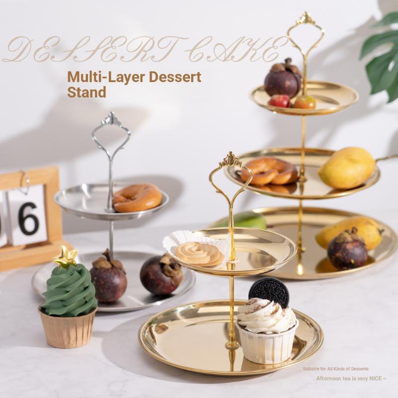 Cupcake Stand Tier - Gold-Silber 2/3-stufiger Kuchenständer, Party-Dessert-Präsentationsturm für Feiertagsfeiern,