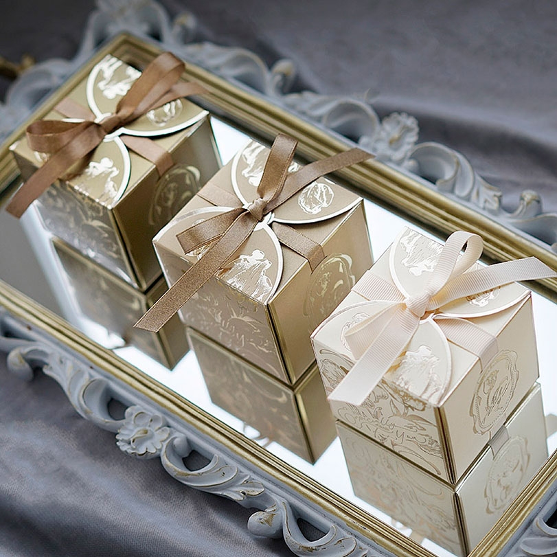 Event Party Box - Quadratische Papier geschenk boxen mit Bändern,