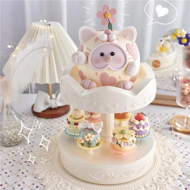Cupcake Stand Tier - 2-stufiger automatischer rotierender Tortenständer für Sushi,