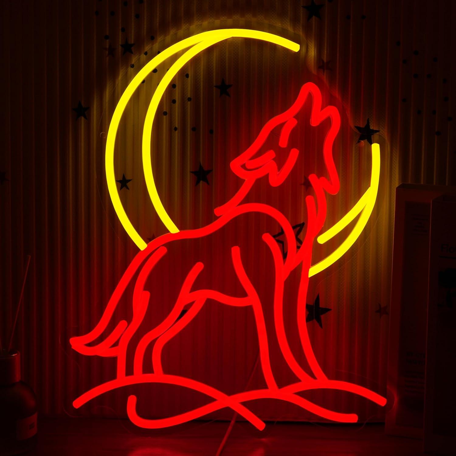 Neon Sign Party - Heulender Wolf Neon-Schild Dimmbares LED-Licht mit