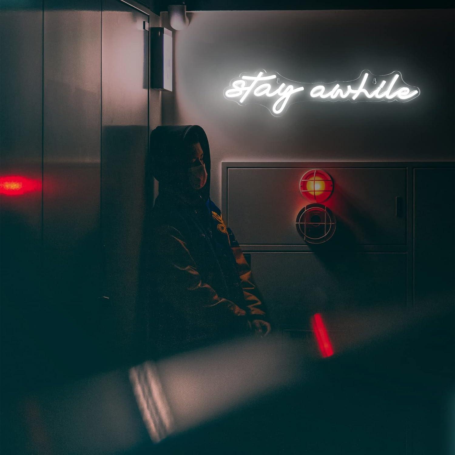 Stay Awhile Neon-Schilder USB  – Neon Sign Party Bewertung und Preis