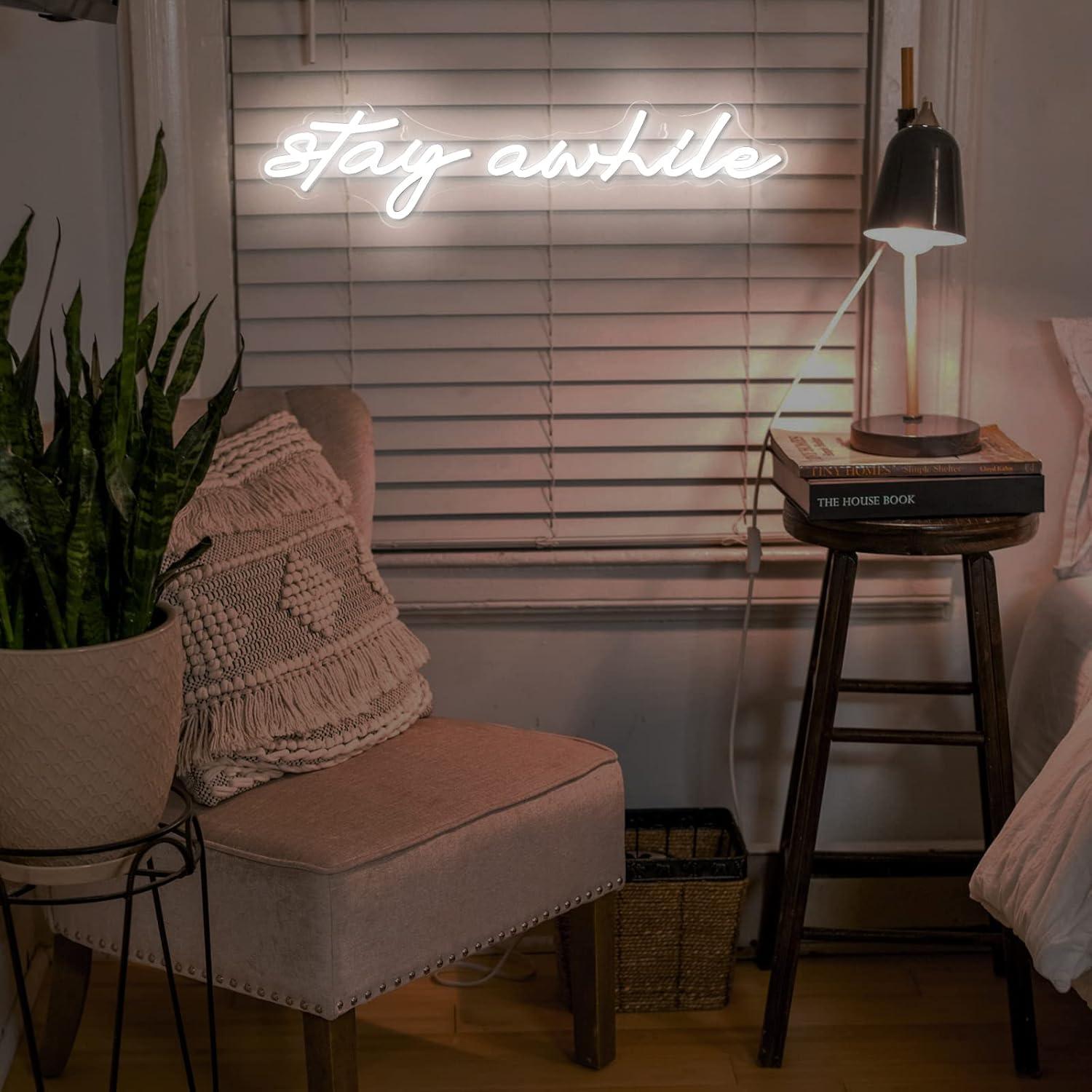 Stay Awhile Neon-Schilder USB  – Neon Sign Party Bewertung und Preis