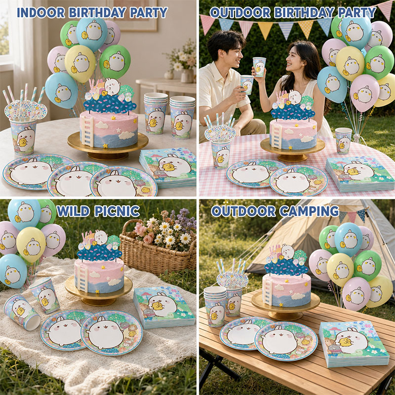 Molang Partyzubehör mit Cartoo – Paper Straw Color Bewertung und Preis