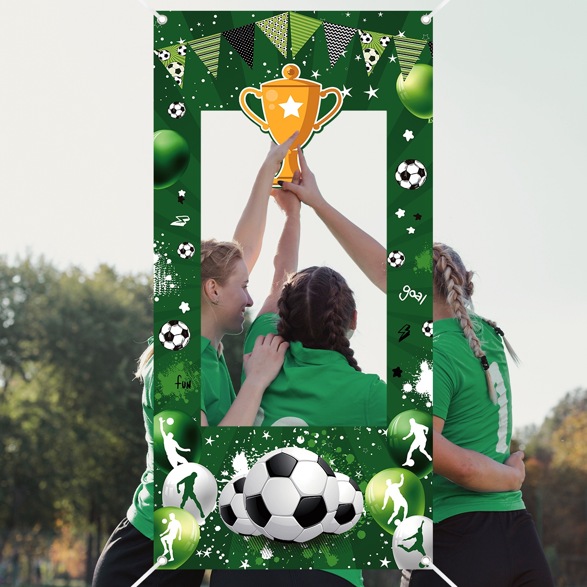 1pc Grün Fußball Dekorative Ph – Photo Booth Frame Bewertung und Preis