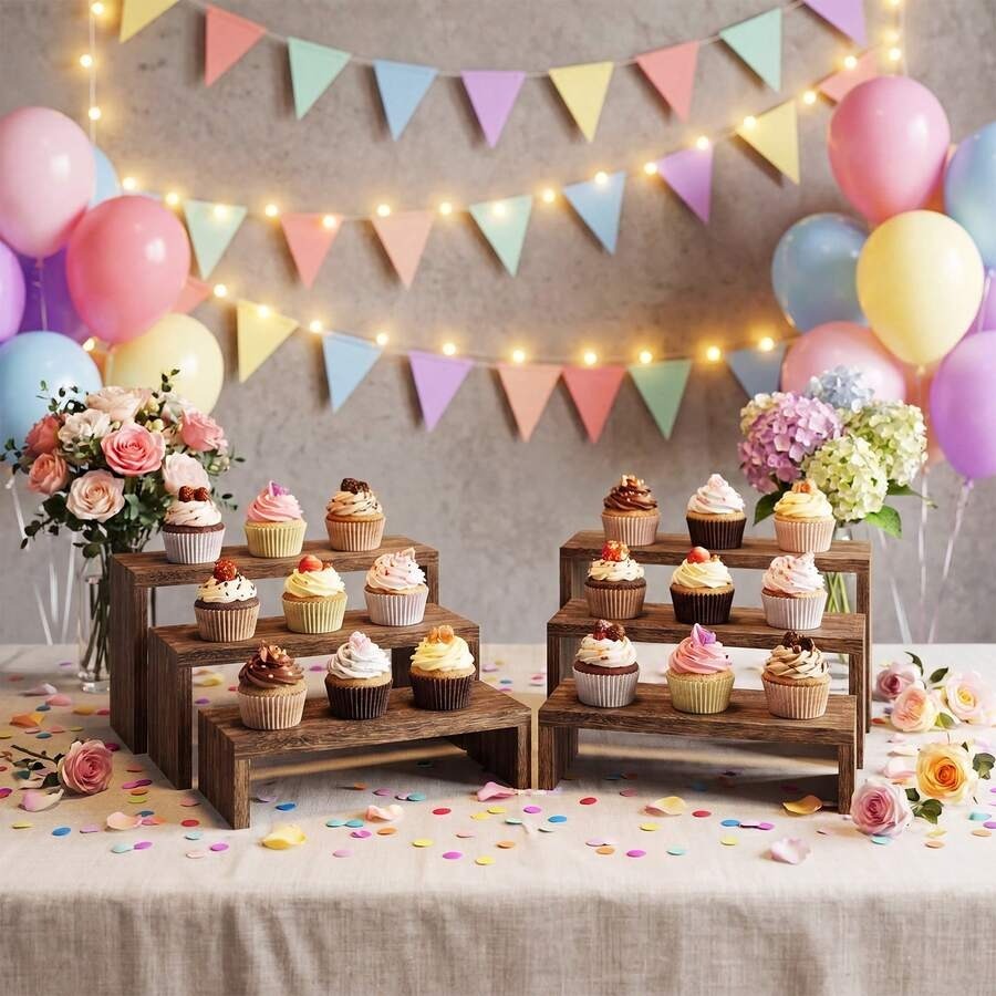 6-teiliger Holz-Präsentationss – Cupcake Stand Tier Bewertung und Preis
